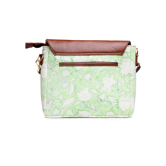 TULIP STAR HAND BLOCK COTTON PRINTED & VEGAN LEATHER SLING BAG