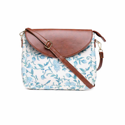 EARTH LOTUS JAAL HAND BLOCK COTTON SLING BAG