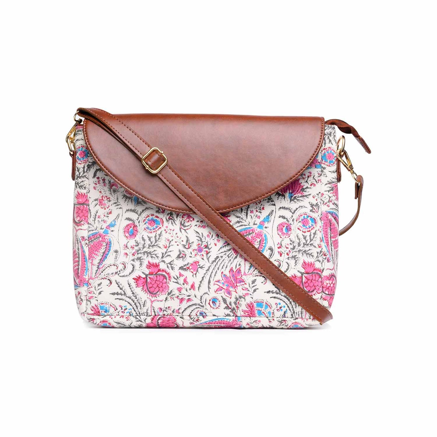 CHINTZ JAAL HAND BLOCK PRINTED COTTON SLING BAG