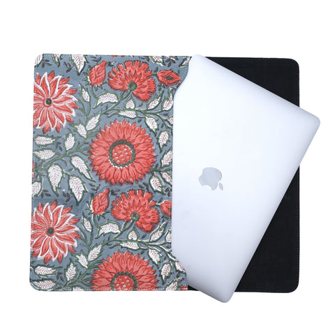 THAI SUN FLOWER COTTON PRINTED MACBOOK LAPTOP SLEEVE