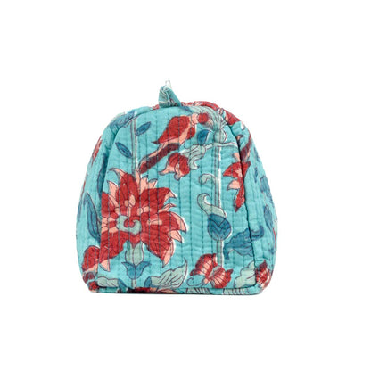 MOONSOON SUNFLOWER HAND BLOCK COTTON PRINTED QUILTED TOILETRY POUCH