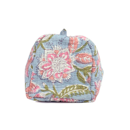OPEUIM GARLAND HAND BLOCK COTTON PRINTED QUILTED TOILETRY POUCH