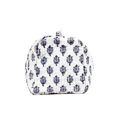 XENIA BUTTI HAND BLOCK COTTON PRINTED  QUILTED TOILETRY POUCH