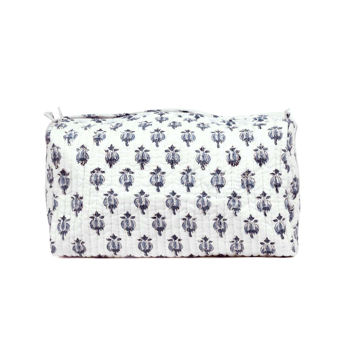XENIA BUTTI HAND BLOCK COTTON PRINTED  QUILTED TOILETRY POUCH