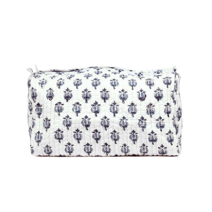 XENIA BUTTI HAND BLOCK COTTON PRINTED  QUILTED TOILETRY POUCH