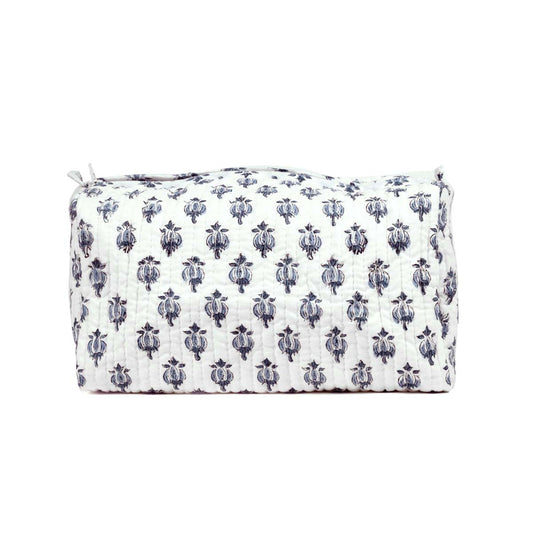 XENIA BUTTI HAND BLOCK COTTON PRINTED  QUILTED TOILETRY POUCH