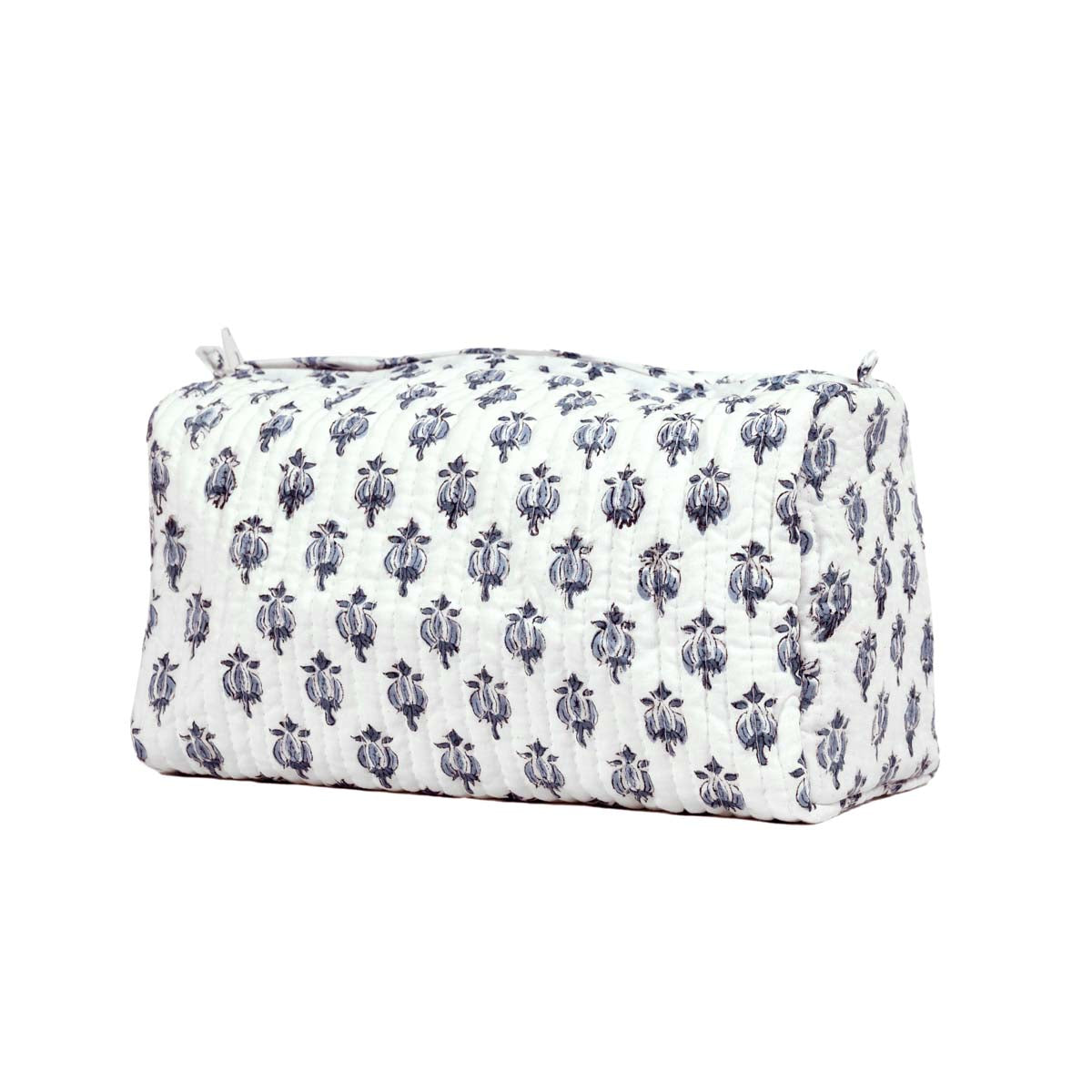 XENIA BUTTI HAND BLOCK COTTON PRINTED  QUILTED TOILETRY POUCH