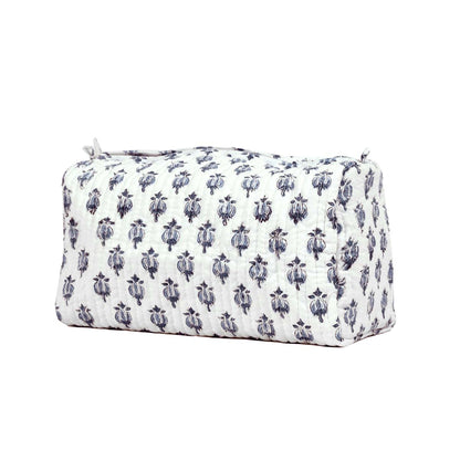 XENIA BUTTI HAND BLOCK COTTON PRINTED  QUILTED TOILETRY POUCH