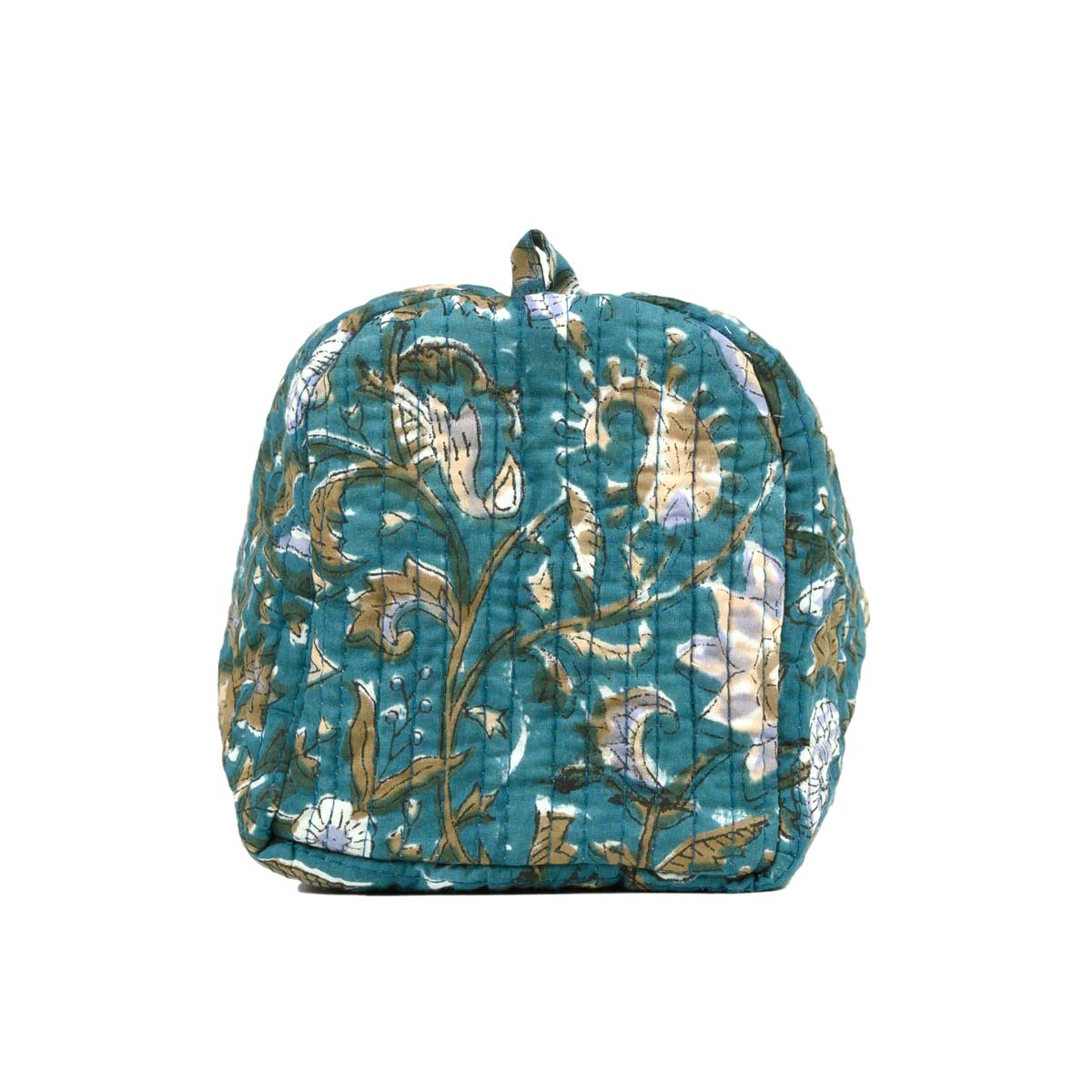 MAURITUS LOTUS HAND BLOCK COTTON PRINTED QUILTED TOILETRY POUCH