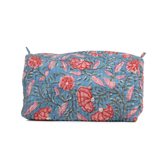 BHRAM KAMAL HAND BLOCK COTTON PRINTED QUILTED TOILETRY POUCH