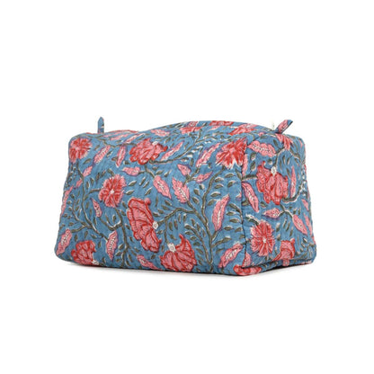 BHRAM KAMAL HAND BLOCK COTTON PRINTED QUILTED TOILETRY POUCH