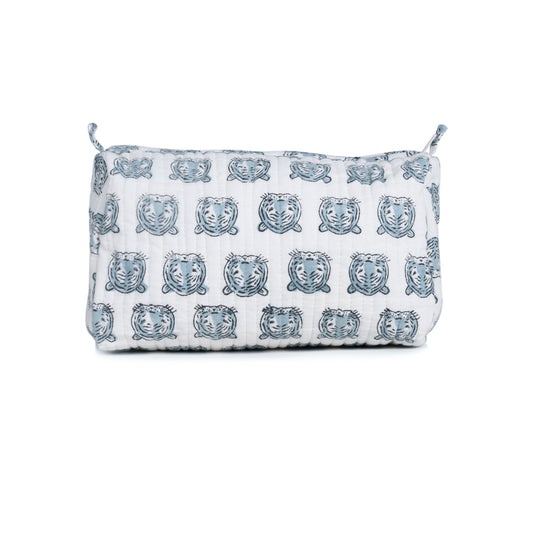 EGIPTIN LION HAND BLOCK COTTON PRINTED QUILTED TOILETRY POUCH