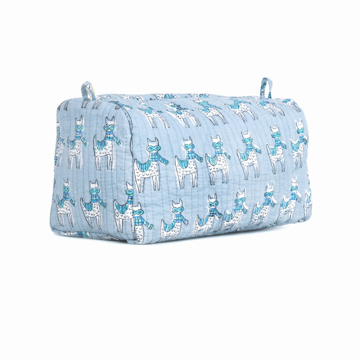 MOON WALK BY CAT HAND BLOCK COTTON PRINTED QUILTED TOILETRY POUCH