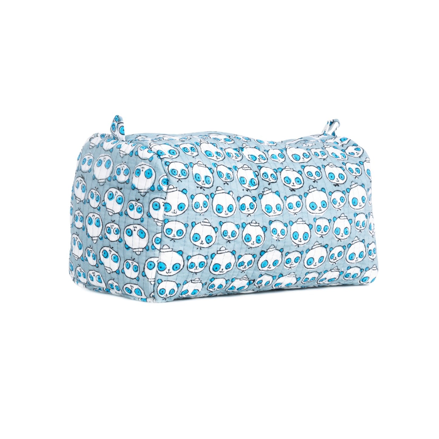 BEAR BIE SHAPE HAND BLOCK COTTON PRINTED QUILTED TOILETRY POUCH