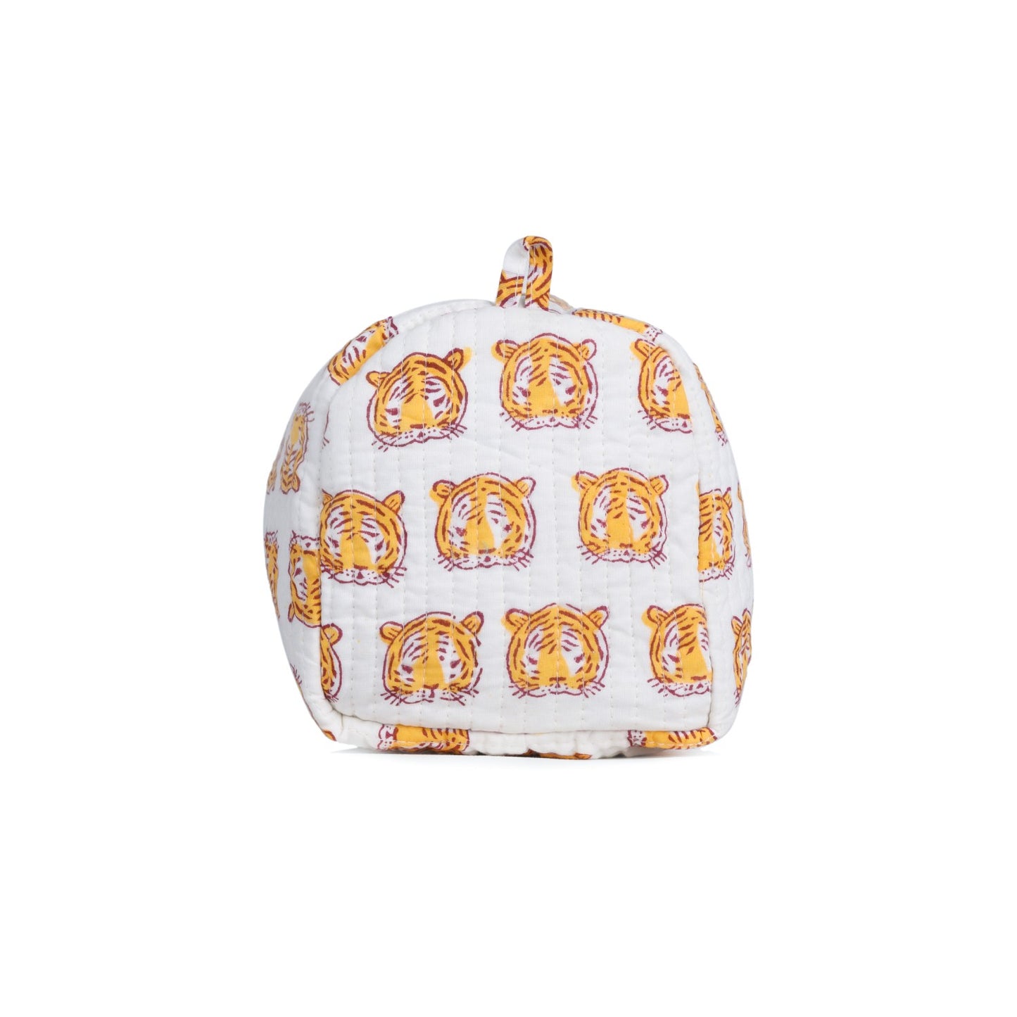 ROYAL BENGAL LION HAND BLOCK COTTON PRINTED QUILTED TOILETRY POUCH