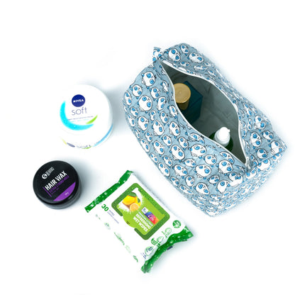 BEAR BIE SHAPE HAND BLOCK COTTON PRINTED QUILTED TOILETRY POUCH