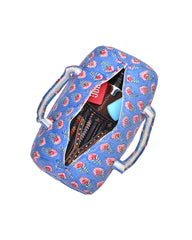 SNAKE CHARM BLUE HAND BLOCK PRINTED QUILTED TRAVEL DUFFLE BAG BIG