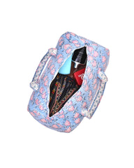 FLOATING WATER LILY IN OCEAN HAND BLOCK PRINTED QUILTED TRAVEL DUFFLE BAG BIG