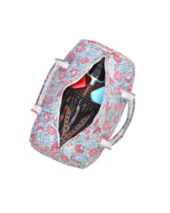 CATHARANTHUS HAND BLOCK PRINTED QUILTED TRAVEL DUFFLE BAG BIG