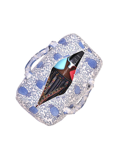 PINEAPPLE GARDEN HAND BLOCK PRINTED QUILTED TRAVEL DUFFLE BAG BIG
