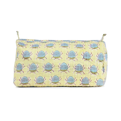 BUG BUTTI _ PASTEL HAND BLOCK COTTON PRINTED QUILTED TOILETRY POUCH