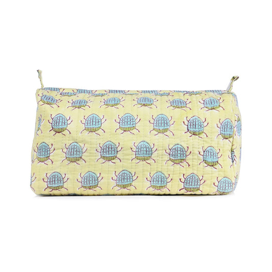 BUG BUTTI _ PASTEL HAND BLOCK COTTON PRINTED QUILTED TOILETRY POUCH