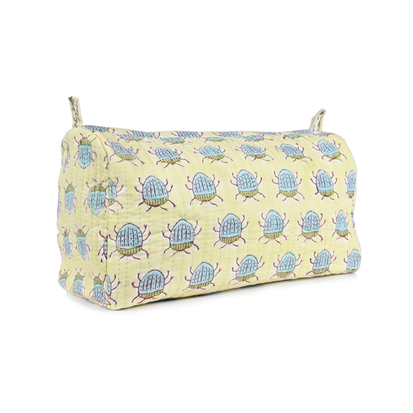 BUG BUTTI _ PASTEL HAND BLOCK COTTON PRINTED QUILTED TOILETRY POUCH