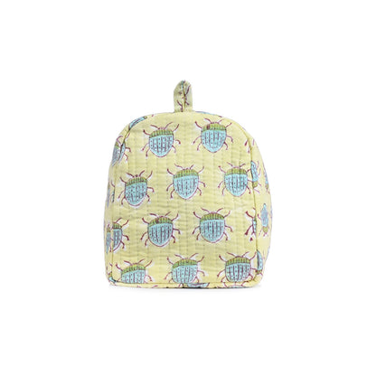 BUG BUTTI _ PASTEL HAND BLOCK COTTON PRINTED QUILTED TOILETRY POUCH
