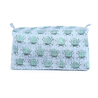 BUG BUTTI HAND BLOCK COTTON PRINTED  QUILTED TOILETRY POUCH