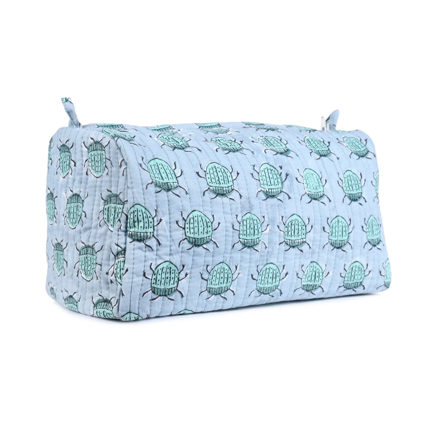 BUG BUTTI HAND BLOCK COTTON PRINTED  QUILTED TOILETRY POUCH