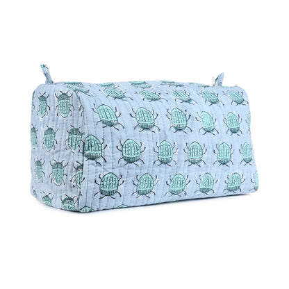 BUG BUTTI HAND BLOCK COTTON PRINTED  QUILTED TOILETRY POUCH