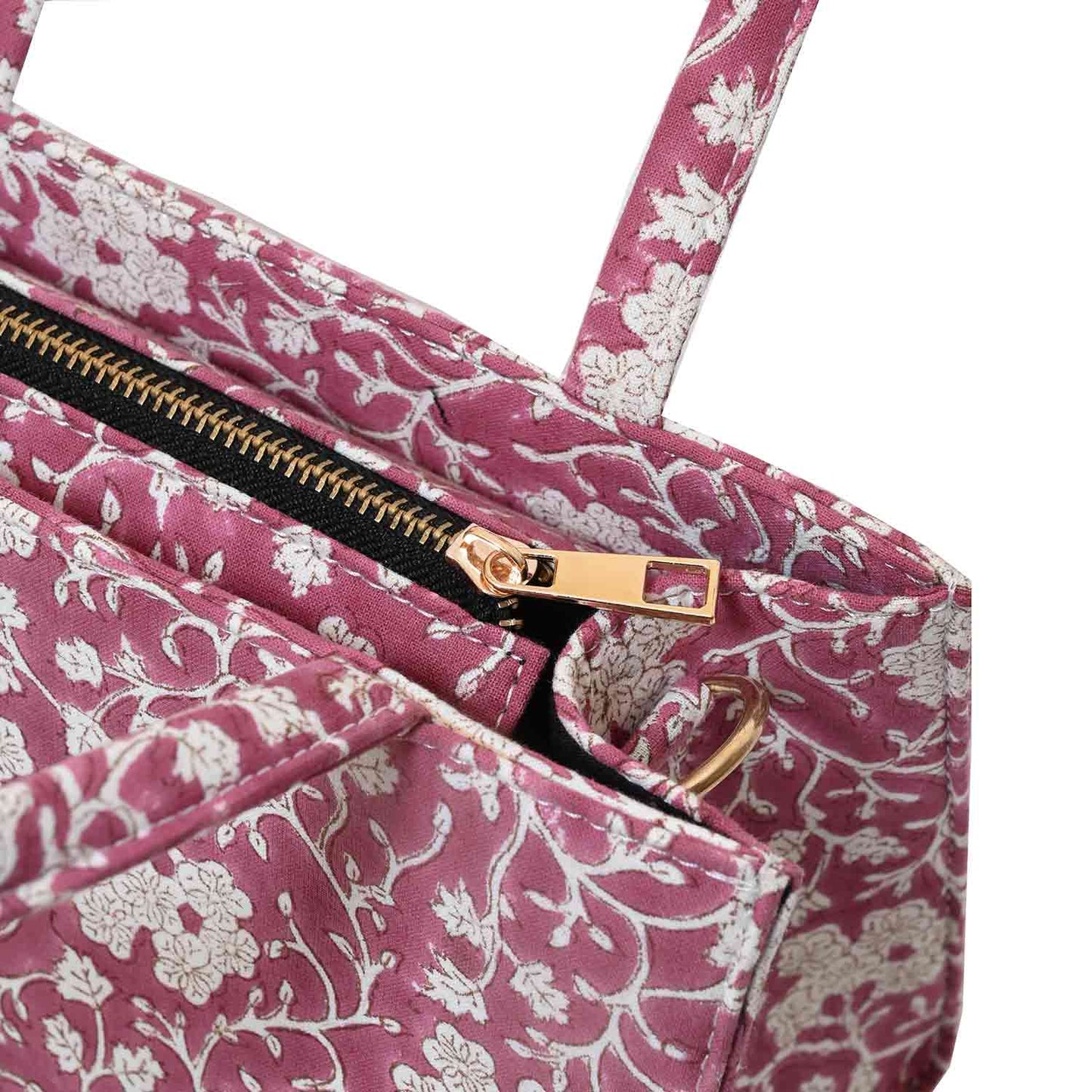 WINE COCKTAIL COTTON PRINTED TOTE WITH SLING BAG