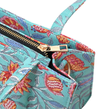 POMGRANATE WORLD COTTON PRINTED TOTE WITH SLING BAG