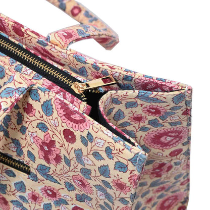 ROOH ROSE COTTON PRINTED TOTE BAG