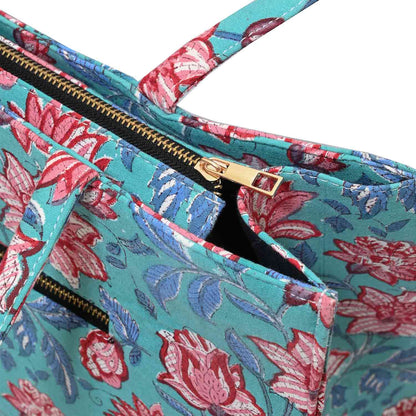 LILY HIBISCUS COTTON PRINTED TOTE BAG