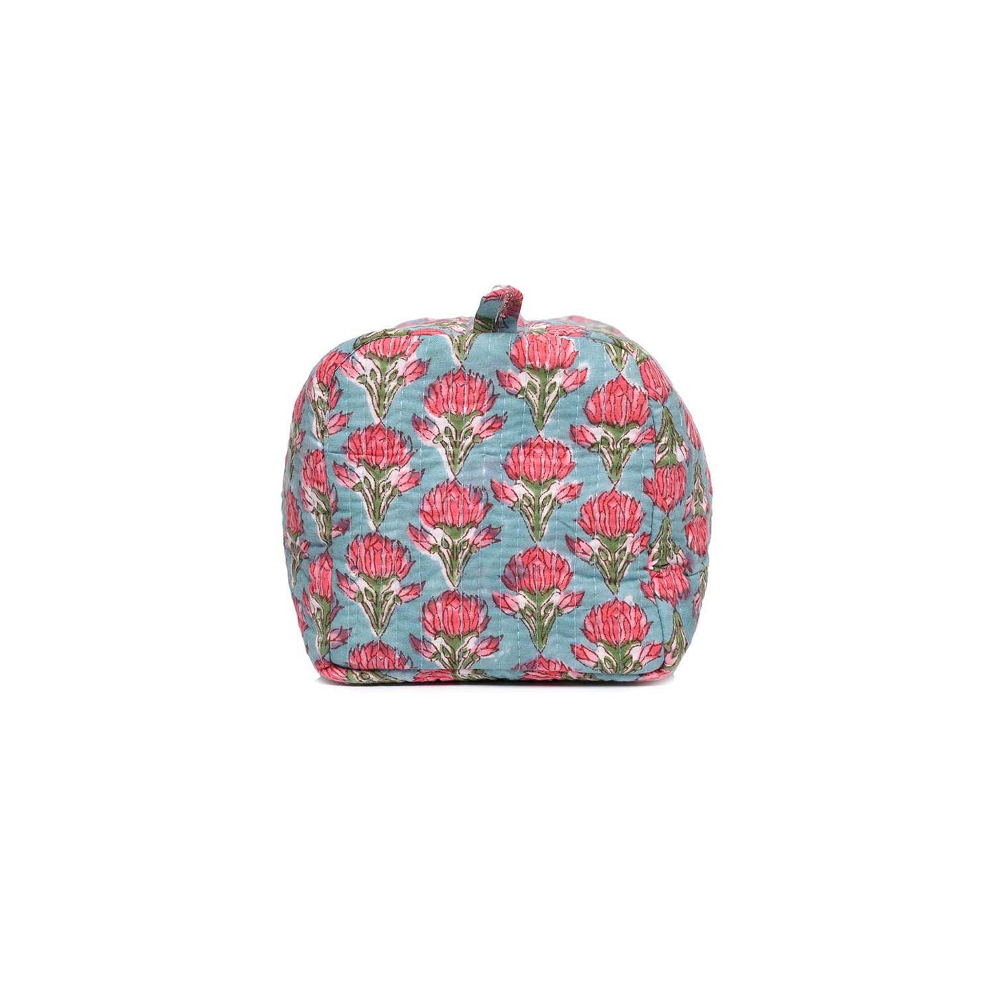 MONSOON LILY HAND BLOCK COTTON PRINTED QUILTED TOILETRY POUCH