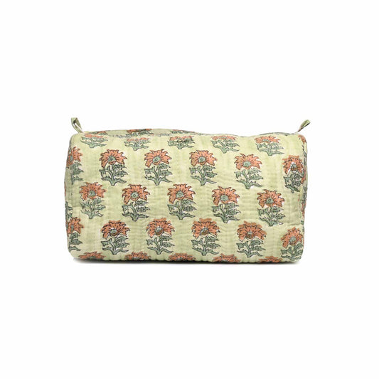 FOREST GHOST GREEN PRINTED QUILTED TOILETRY POUCH