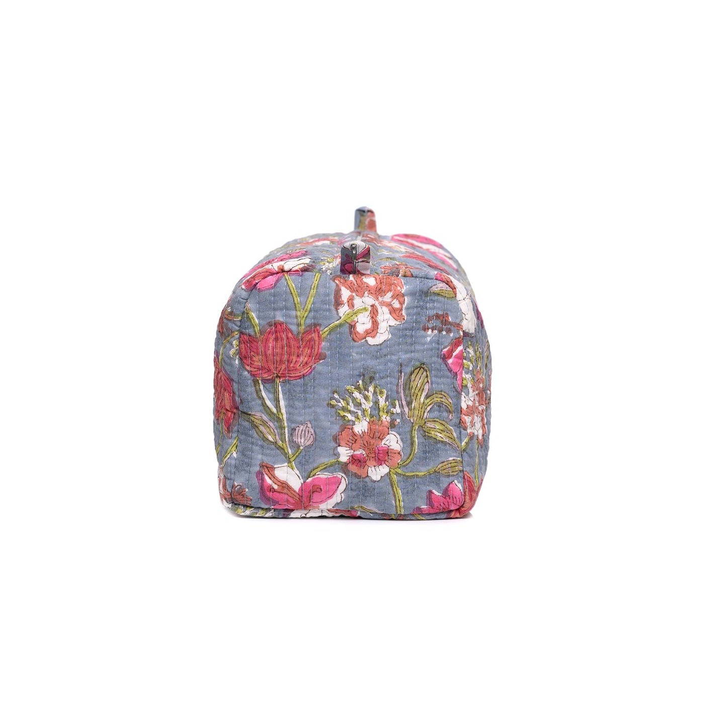OLEANDER JAAL FLOWER HAND BLOCK COTTON PRINTED QUILTED TOILETRY POUCH
