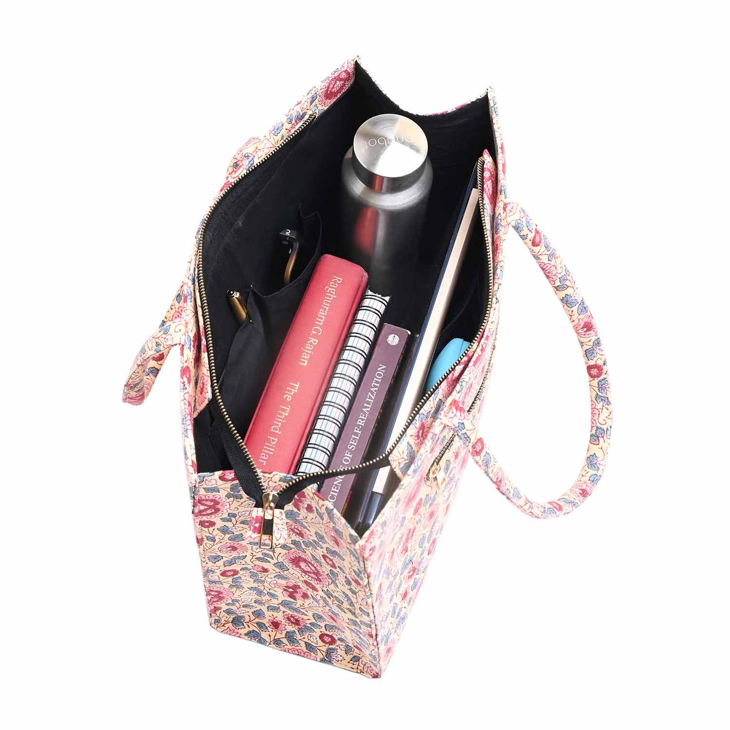 ROOH ROSE COTTON PRINTED TOTE BAG