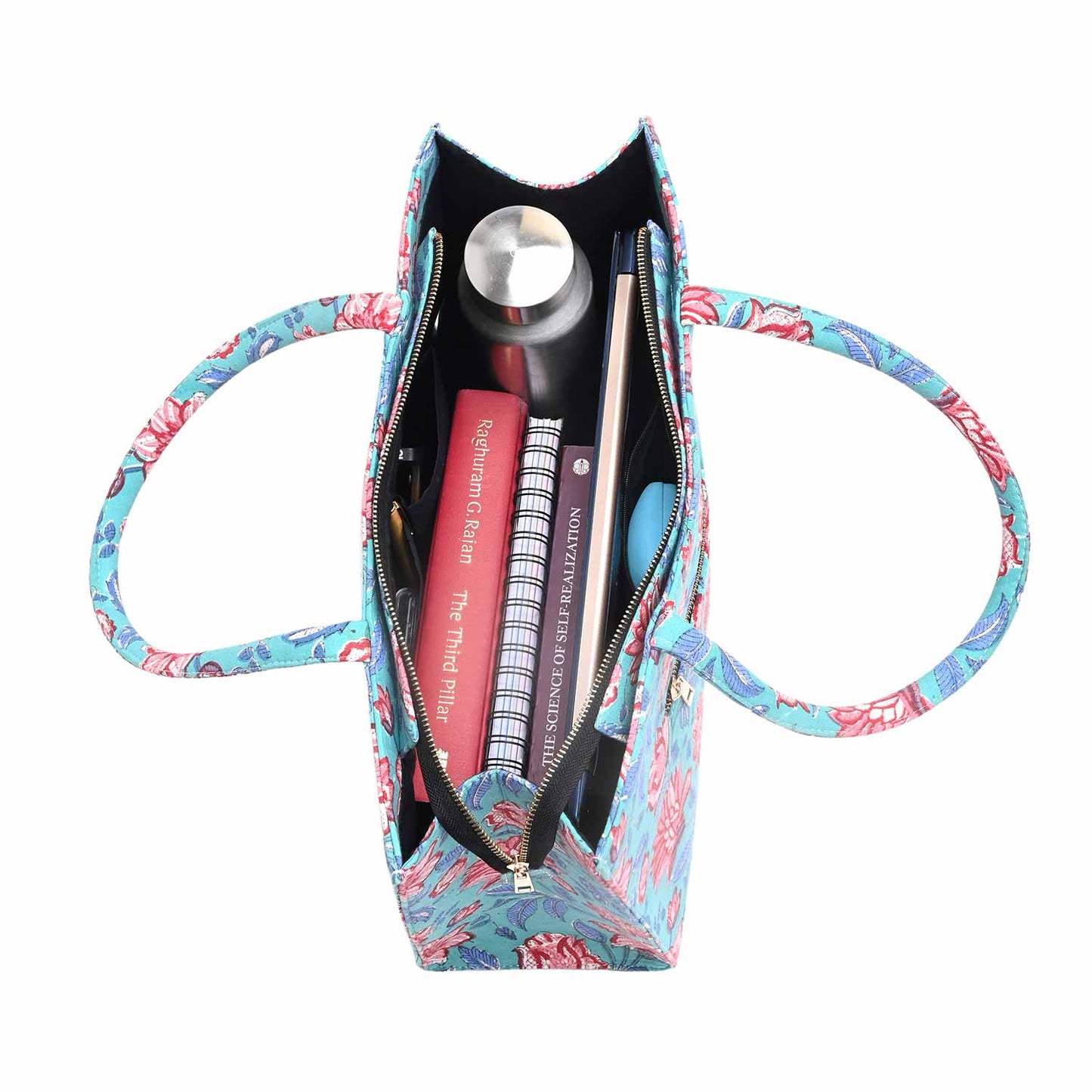 LILY HIBISCUS COTTON PRINTED TOTE BAG