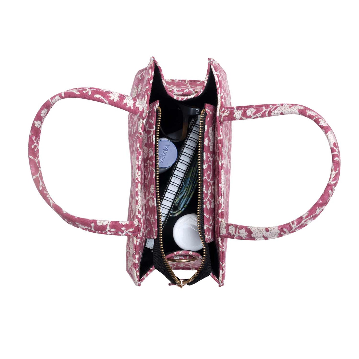 WINE COCKTAIL COTTON PRINTED TOTE WITH SLING BAG