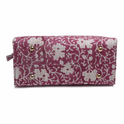 WINE COCKTAIL COTTON PRINTED TOTE WITH SLING BAG