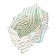 MEADOW MIST HAND BLOCK COTTON PRINTED QUILTED TOTE BAG