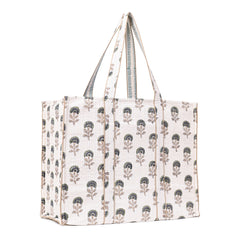 NATURE MUSE HAND BLOCK COTTON PRINTED QUILTED TOTE BAG