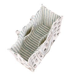 NATURE MUSE HAND BLOCK COTTON PRINTED QUILTED TOTE BAG