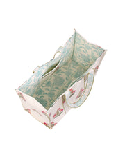 BOTANIC ROSE HAND BLOCK COTTON PRINTED QUILTED TOTE BAG