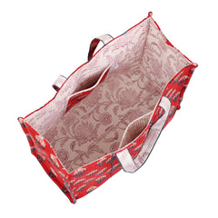 ROSE FLAME HAND BLOCK COTTON PRINTED QUILTED TOTE BAG