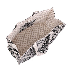 EBONY FLORA HAND BLOCK COTTON PRINTED QUILTED TOTE BAG