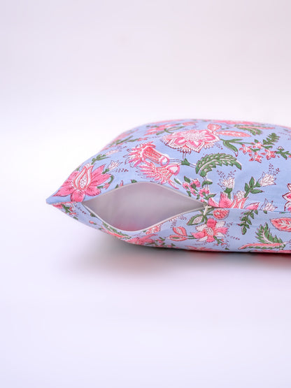 GARLAND FLORAL - COTTON  PRINTED SQUARE CUSHION COVER