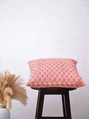 PINK GUL BUTTI FLORAL - COTTON  PRINTED SQUARE CUSHION COVER